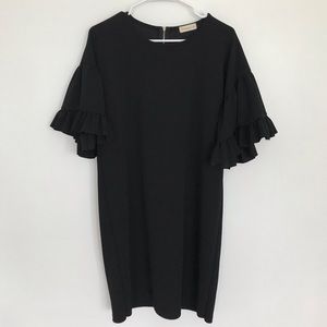 Ruffle Sleeve Black Dress